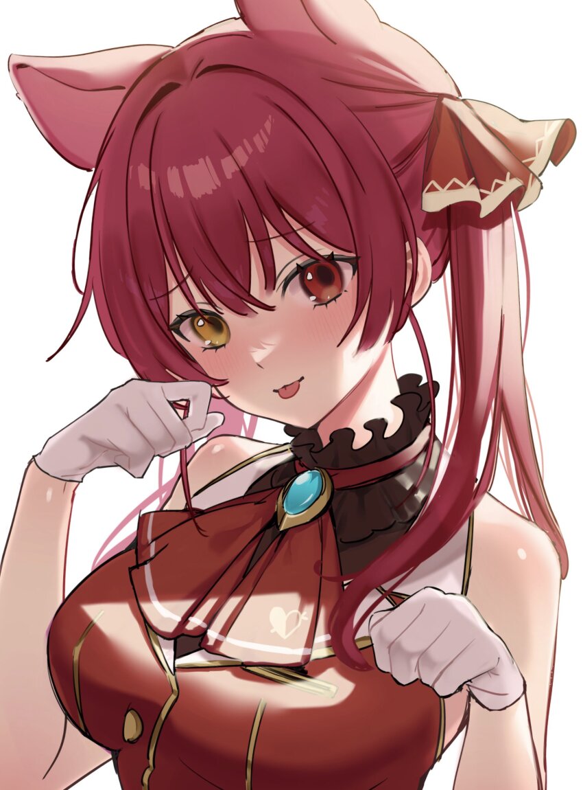 1girl, animal_ears, ascot, blush, breasts, brown_eyes, cropped_jacket, gloves
