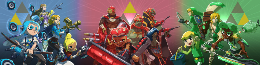 absurdres, archaic_set_(zelda), beard, blonde_hair, dark-skinned_female, dark-skinned_male, dark_skin, facial_hair