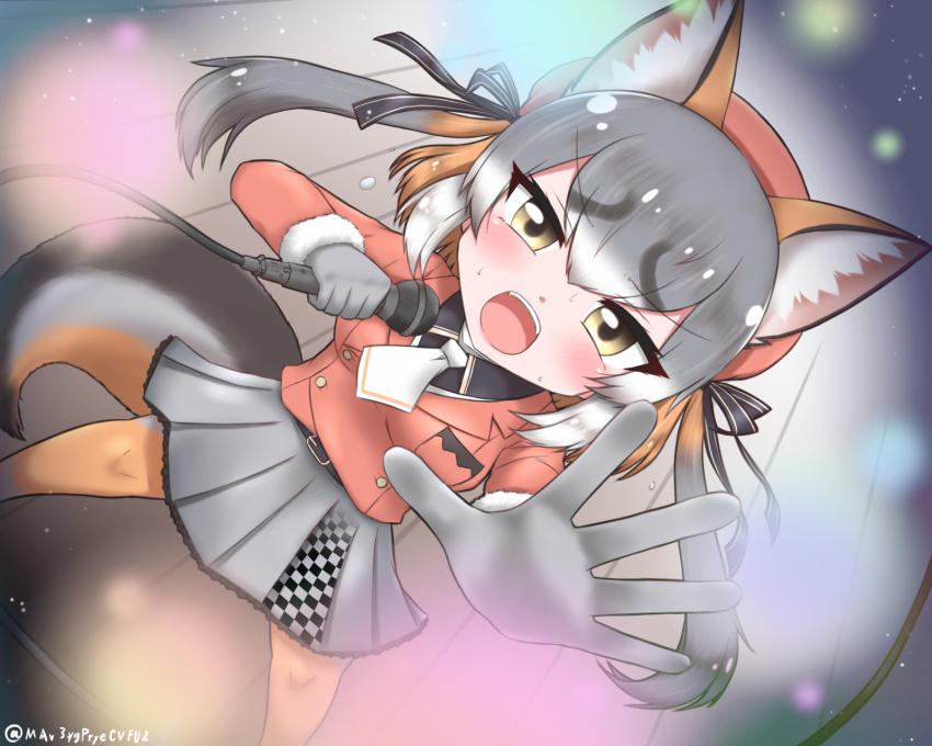 1girl, animal_ears, blazer, extra_ears, fox_ears, fox_girl, fox_tail, gloves