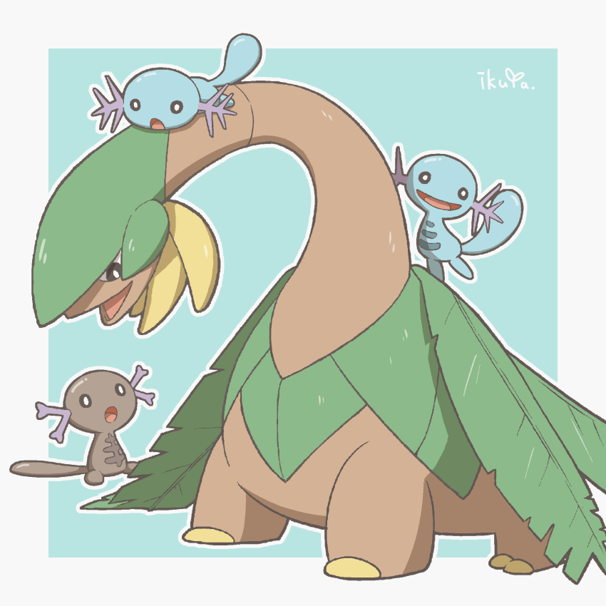 :d, :o, black_eyes, border, bright_pupils, commentary_request, gen_2_pokemon, gen_3_pokemon