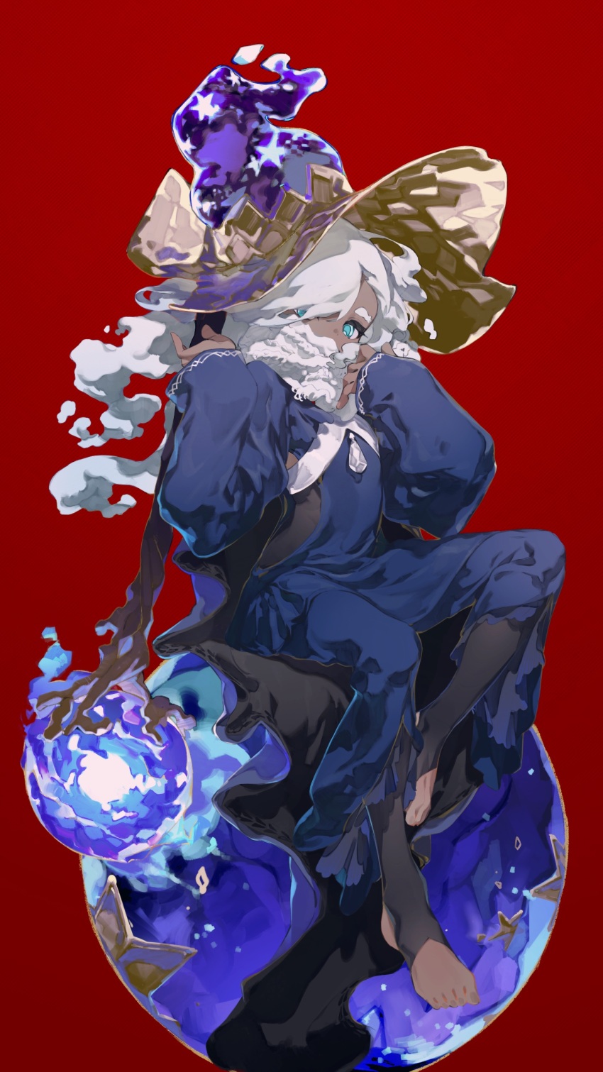 1boy, absurdres, aqua_eyes, black_leggings, blue_cape, blue_robe, cape, cookie_run