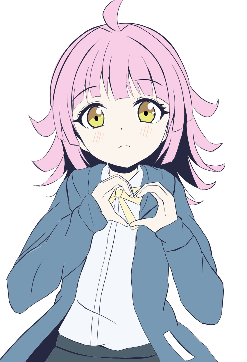 1girl, absurdres, ahoge, blue_jacket, blunt_bangs, blunt_ends, blush, bow