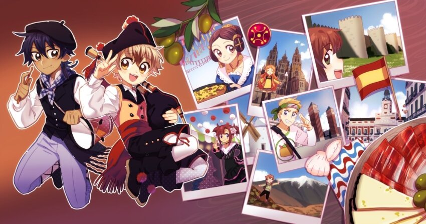 3girls, 5boys, black_hair, blonde_hair, boots, child, cody_(lalin's_curse), dark-skinned_male