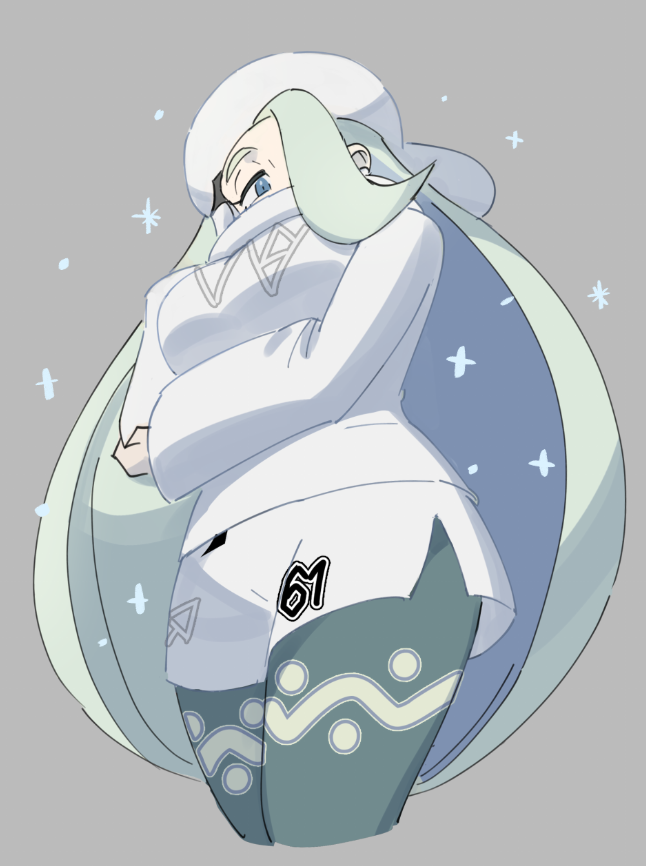 1girl, arm_under_breasts, blonde_hair, blue_eyes, blue_pantyhose, breasts, earrings, fur_collar