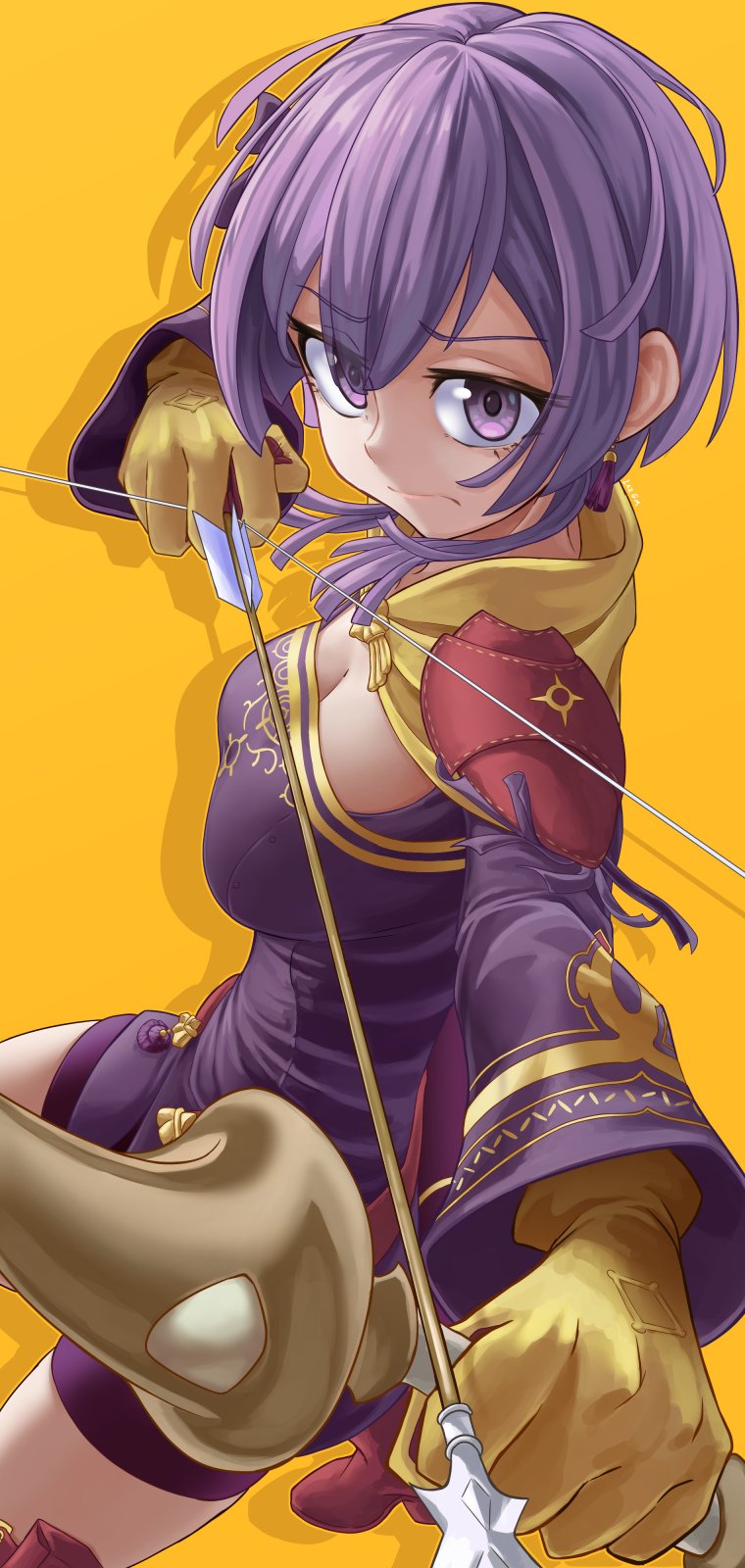 1girl, bernadetta_von_varley, bow, breasts, cleavage, earrings, fire_emblem, fire_emblem:_three_houses