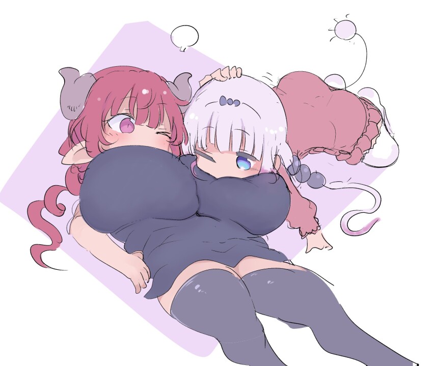2girls, ass, beads, black_shirt, black_thighhighs, blue_eyes, breasts, cool-kyou_shinja