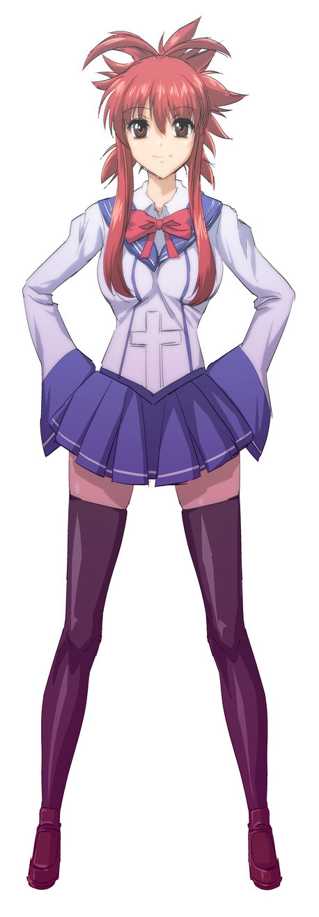 1girl, black_thighhighs, female_focus, full_body, hands_on_own_hips, highres, ichiban_ushiro_no_daimaou, kamoroosaazu