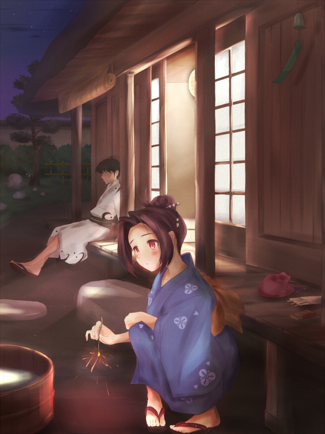 1boy, 1girl, alternate_hairstyle, bad_id, bad_pixiv_id, blue_hair, faceless, faceless_male