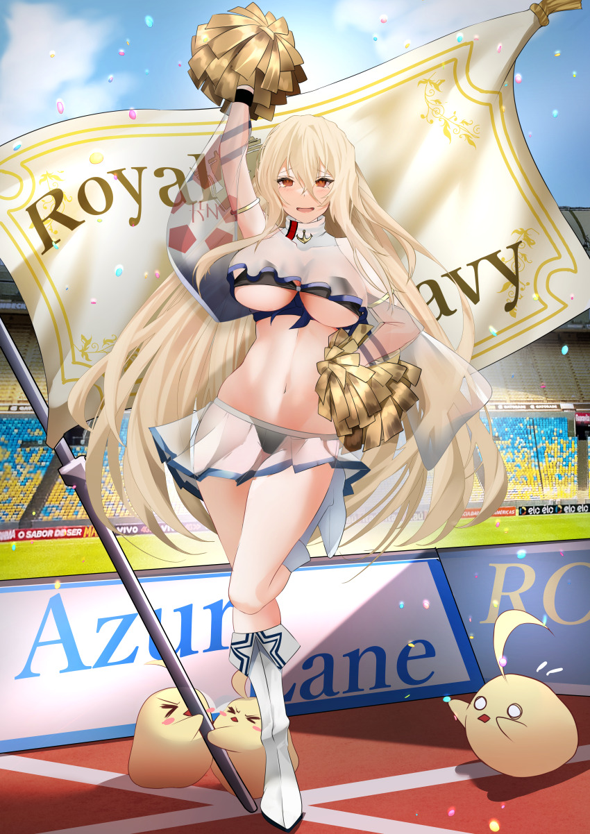 >_<, 1girl, absurdres, arm_up, armlet, azur_lane, baby_animal, bare_shoulders