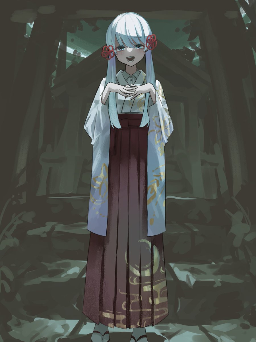 1girl, blue_eyes, coeiroink, collared_shirt, commentary_request, egasumi, embroidery, flower_knot