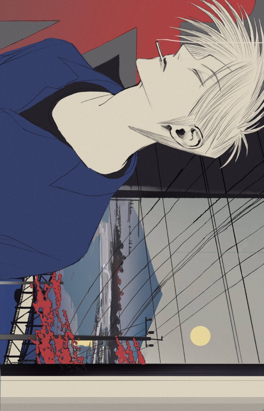 1boy, akagi:_yami_ni_oritatta_tensai, akagi_shigeru, autumn_leaves, black_shirt, blue_jacket, cigarette, closed_mouth