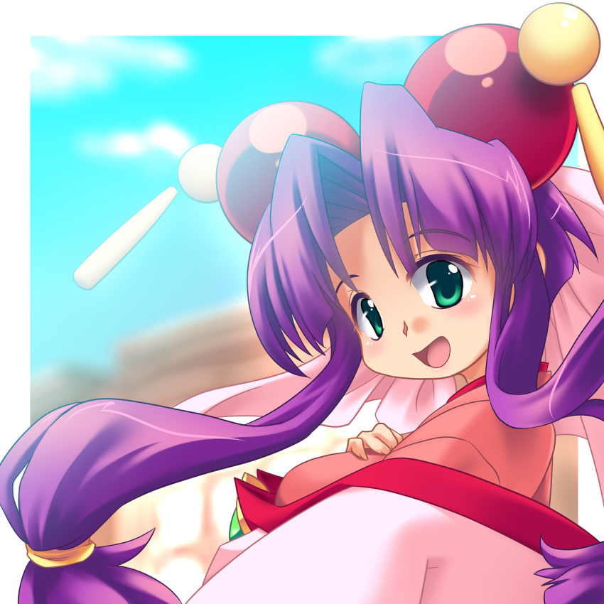 1990s_(style), 1girl, cherry_(saber_j), female_focus, green_eyes, hair_ornament, highres, japanese_clothes