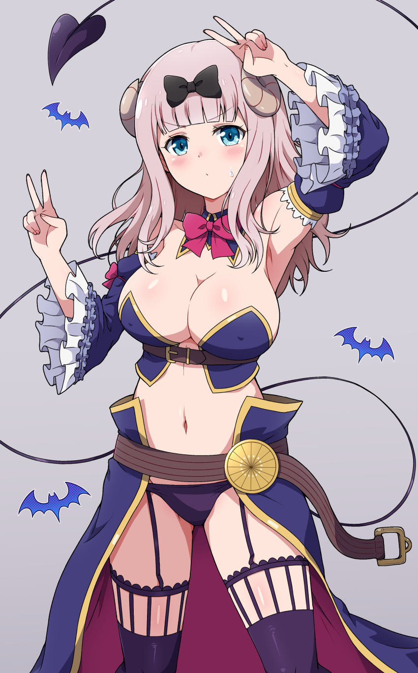 1girl, ^^^, absurdres, arm_up, armpits, bat_(animal), belt, bikini
