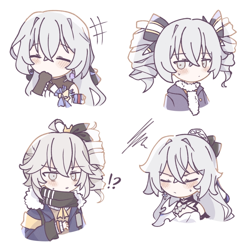 !?, +++, bare_shoulders, honkai_gakuen, blue_jacket, blush, bronya_rand, bronya_zaychik