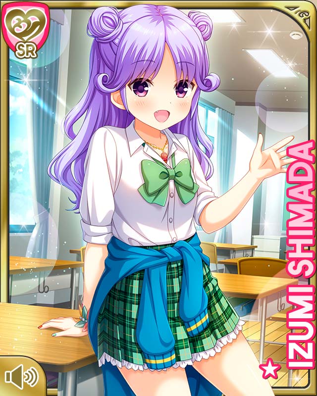 1girl, :d, alternate_hairstyle, blue_sweater, bow, character_name, classroom, day