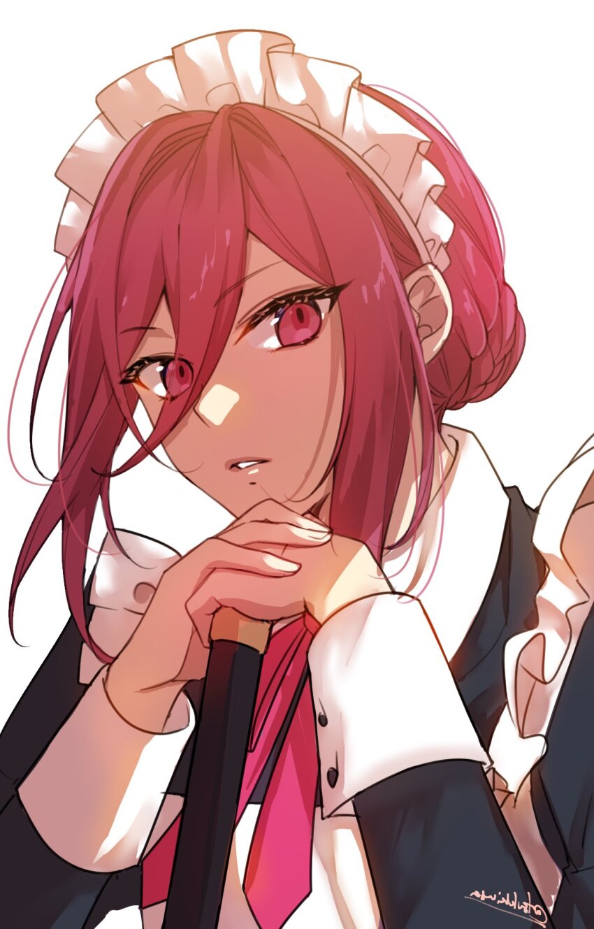 1boy, androgynous, apron, blue_lock, chigiri_hyoma, commentary_request, fingernails, hair_between_eyes