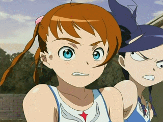 00s, 2girls, animated, animated_gif, anime_screenshot, arika_yumemiya, cloud, garderobe_swimsuit