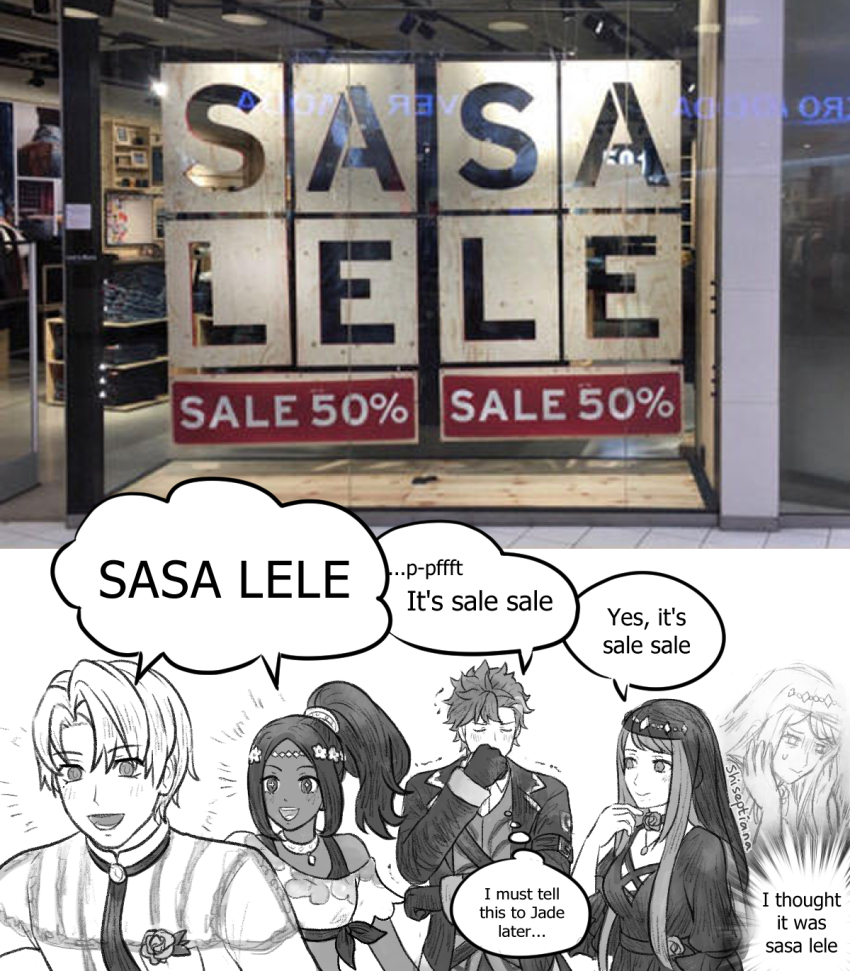 ..., 2girls, alfred_(fire_emblem), blush, casual, dark-skinned_female, dark_skin, diamant_(fire_emblem)