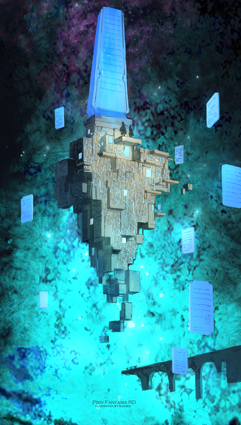 2others, meiko_(blue_crystal)_(vocaloid), crystal, highres, monolith_(object), monument, multiple_others, original