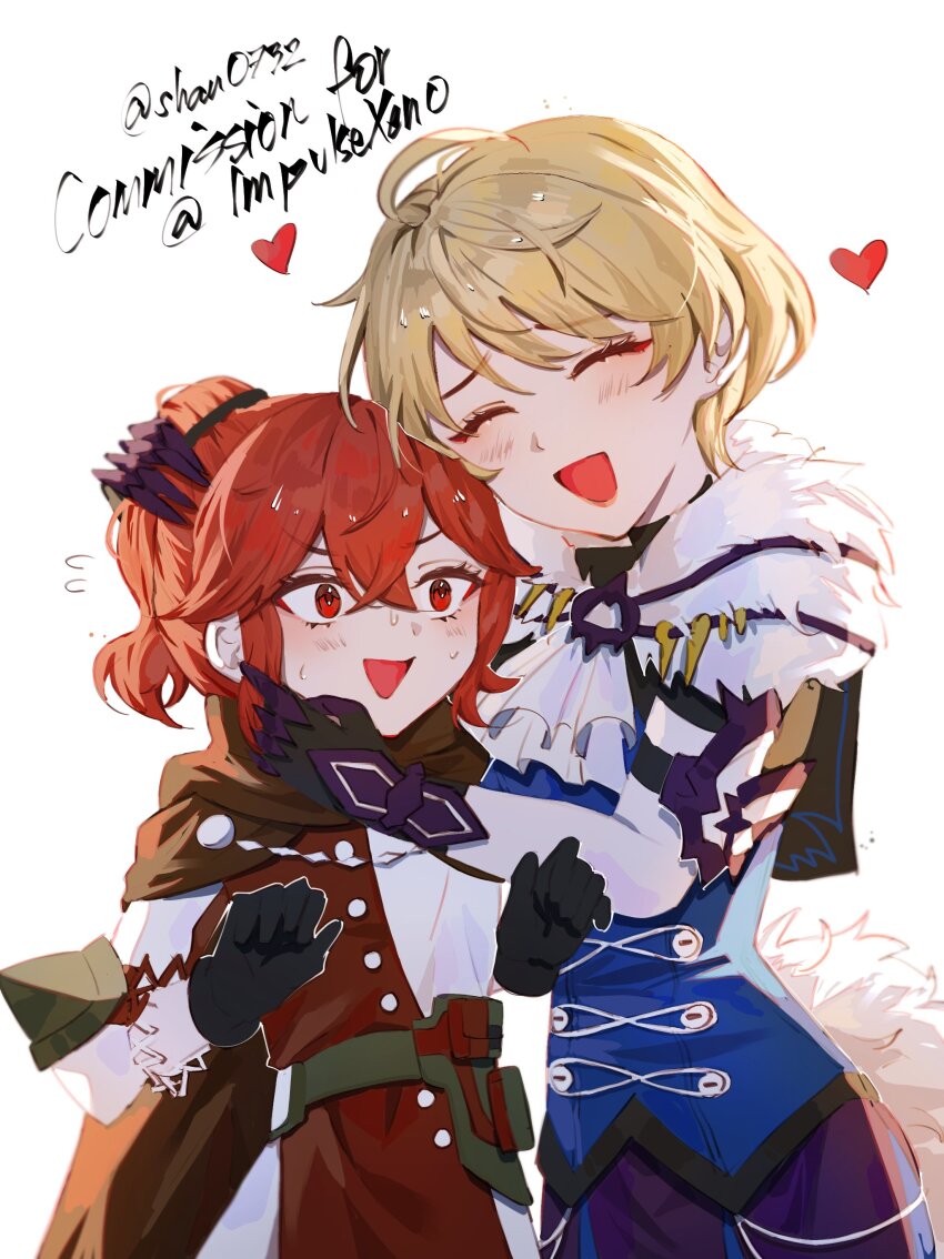 2girls, :d, ^_^, absurdres, ahoge, anna_(fire_emblem), anna_(fire_emblem_engage), ascot