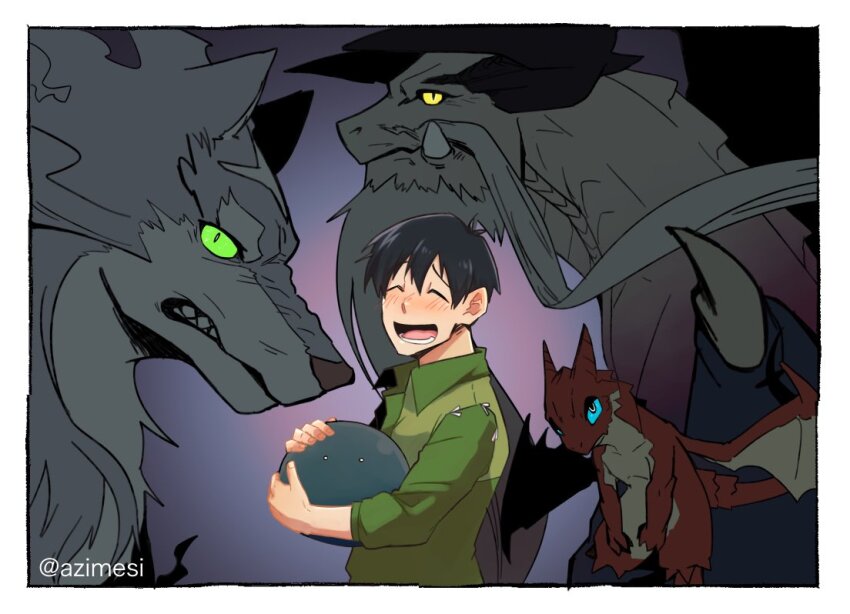 1boy, angry, azimesi, black_hair, blue_sclera, blush, colored_sclera, dora_(tonsuki)