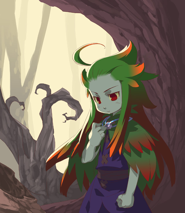 ahoge, atlus, green_hair, kupala_(sekaiju), red_eyes, etrian_odyssey