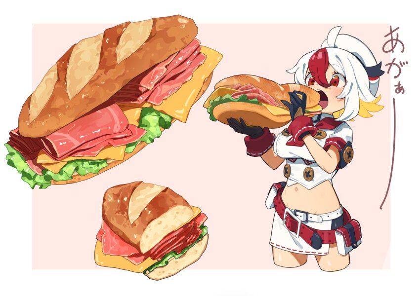 1girl, ahoge, belt, beret, black_gloves, blonde_hair, blush, breasts