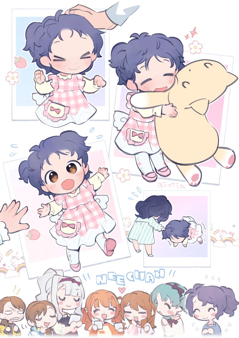 >_<, 1other, 6+girls, =_=, ^_^, aged_down, angel_wings, baba_konomi