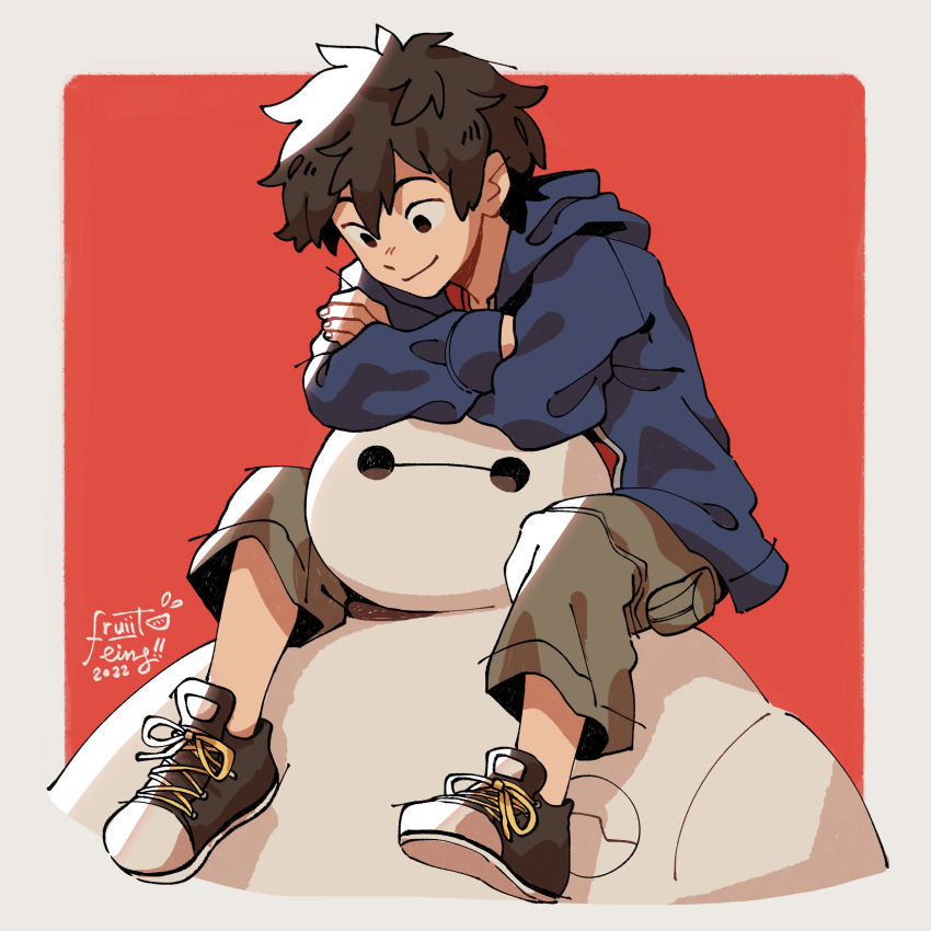 2boys, absurdres, baymax, big_hero_6, black_eyes, black_hair, blue_jacket, border