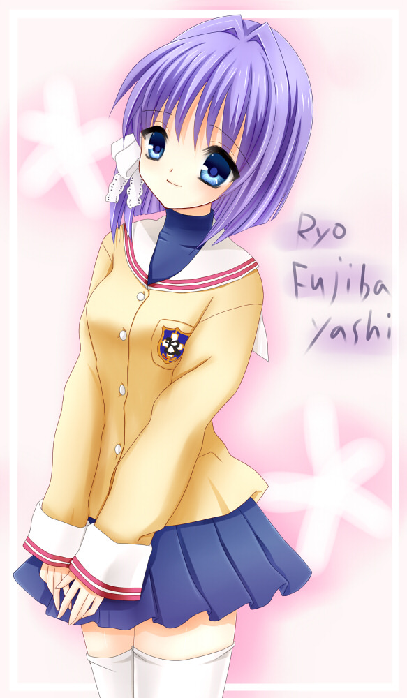 00s, bad_id, bad_pixiv_id, blue_eyes, clannad, fujibayashi_ryou, purple_hair, ritomo