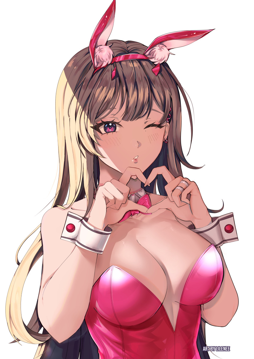 1girl, absurdres, animal_ear_headwear, animal_ears, artist_name, bare_shoulders, bow, bowtie