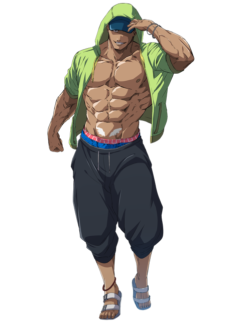 1boy, abs, ankleband, bara, baseball_cap, blue_hat, blue_male_underwear, bracelet