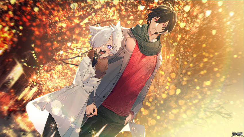 1boy, 1girl, 2boys, :d, black_gloves, black_pants, black_pantyhose, blue_eyes