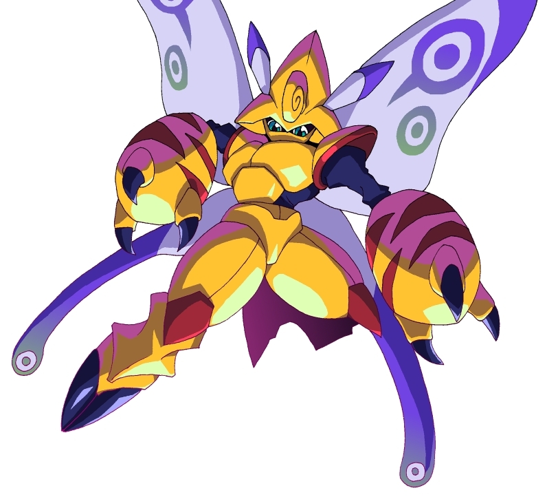 armor, blue_eyes, bug, butterflamon, butterfly, butterfly_wings, claws, digimon