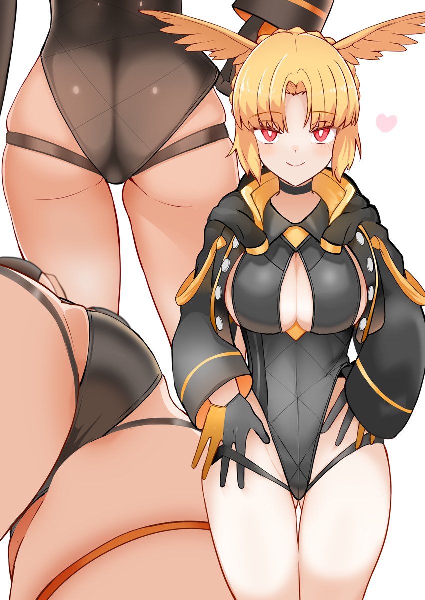 1girl, adjusting_clothes, adjusting_swimsuit, ass, black_one-piece_swimsuit, blonde_hair, blush, breasts