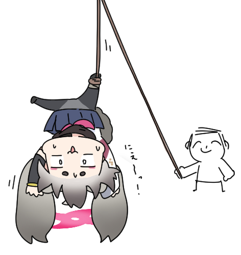 1boy, 1girl, arms_up, doodle_sensei_(blue_archive), black_pantyhose, blue_archive, blue_skirt, grey_hair