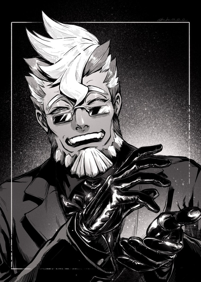 1boy, absurdres, ace_attorney, beard, commentary_request, damon_gant, facial_hair, glasses