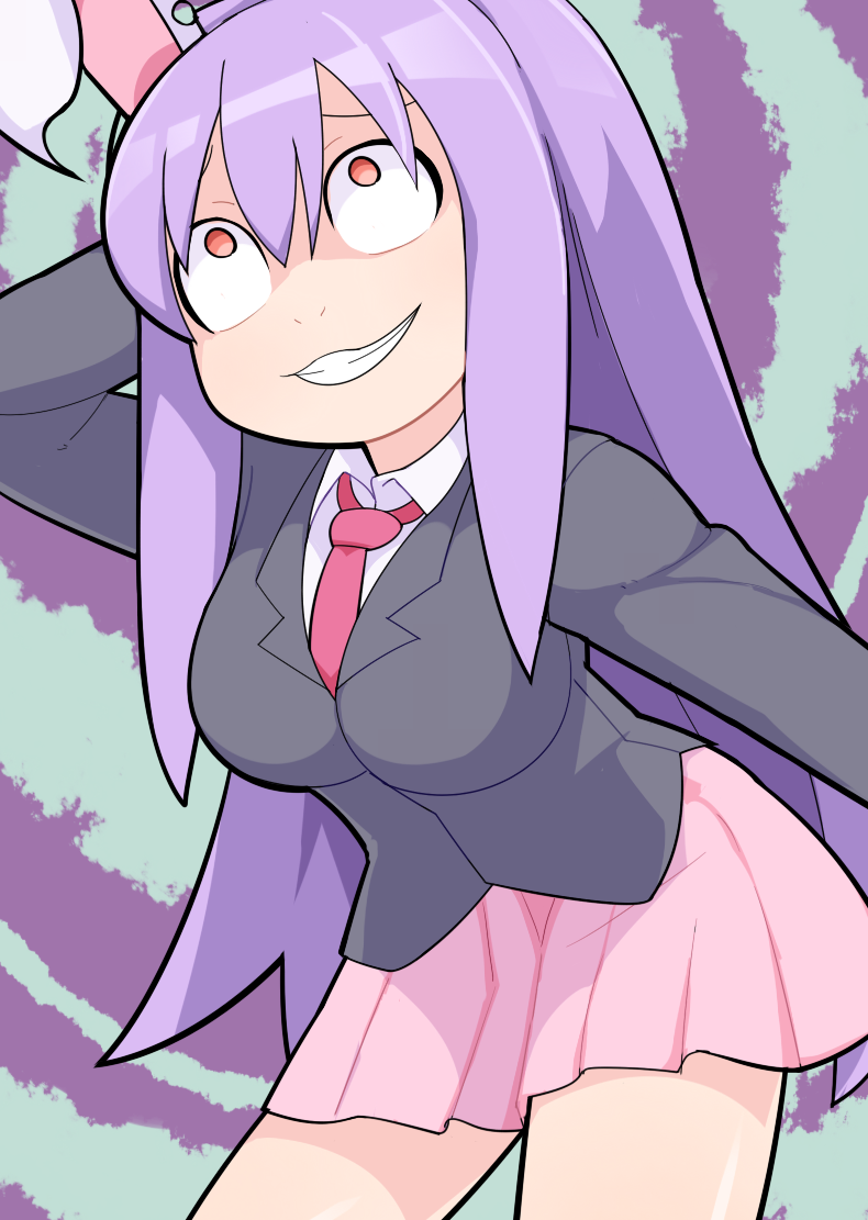 1girl, animal_ears, black_jacket, blazer, breasts, collared_shirt, commentary_request, constricted_pupils