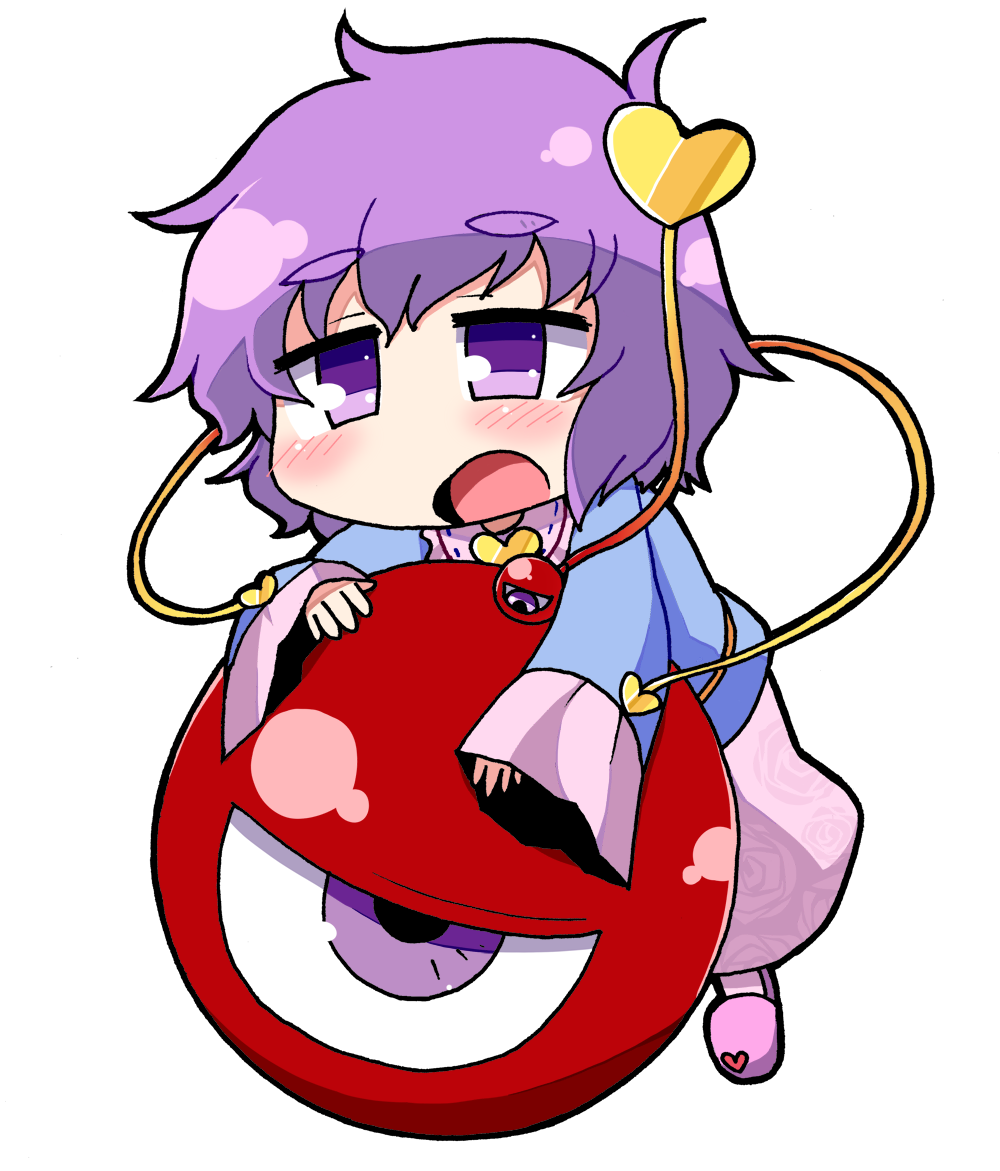 1girl, blush, chibi, female_focus, full_body, heart, kari_(karinimooreha), komeiji_satori