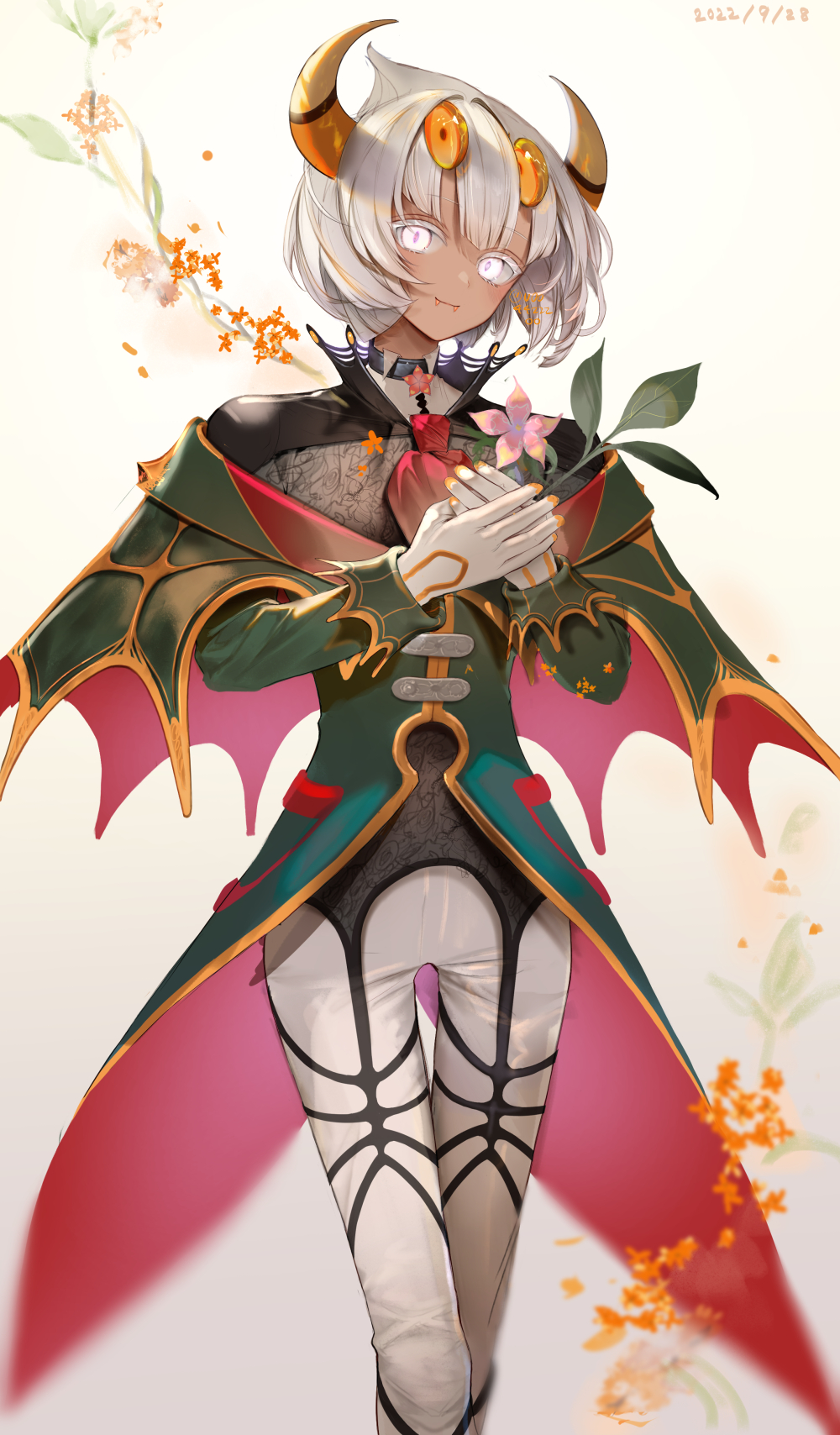 1boy, ascot, black_shirt, closed_mouth, coat, colored_eyelashes, dark-skinned_male, dark_skin