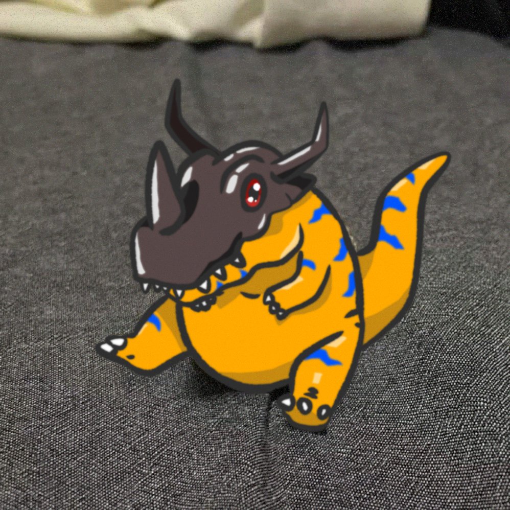 digimon, digimon_(creature), greymon, meme, sitting, sitting_baby_alligator_(meme), solo, tail