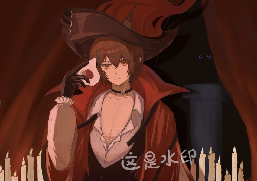 01252574, 1boy, absurdres, animal_ear_fluff, animal_ears, arknights, black_gloves, black_vest