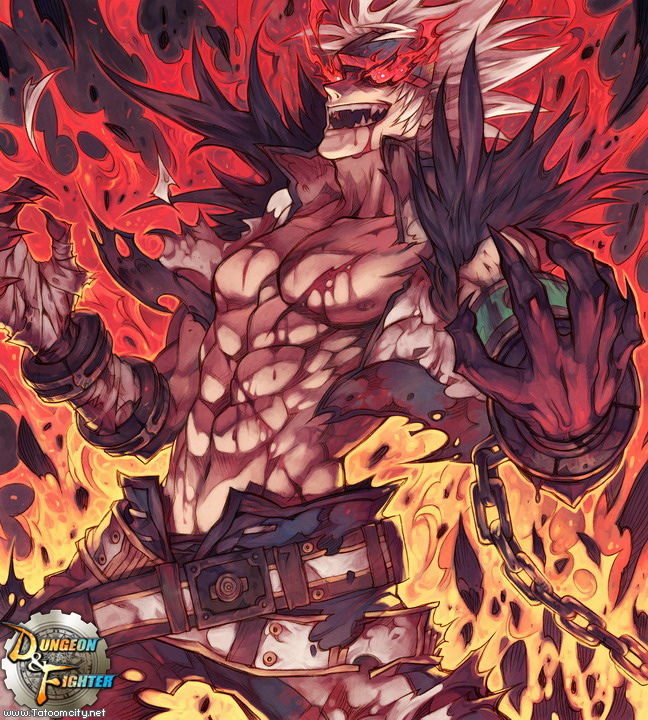 00s, 1boy, belt, berserker_(dungeon_and_fighter), blood, burning, claws, crazy, cropped_jacket, dungeon_and_fighter, evil_grin, evil_smile, fang, fate_(series), fire, flaming_eyes, glowing, glowing_eyes, grin, heracles_(fate), injury, male_focus, male_slayer_(dungeon_and_fighter), manly, pants, red_eyes, sharp_teeth, slayer_(dungeon_and_fighter), smile, solo, teeth, yi_lee