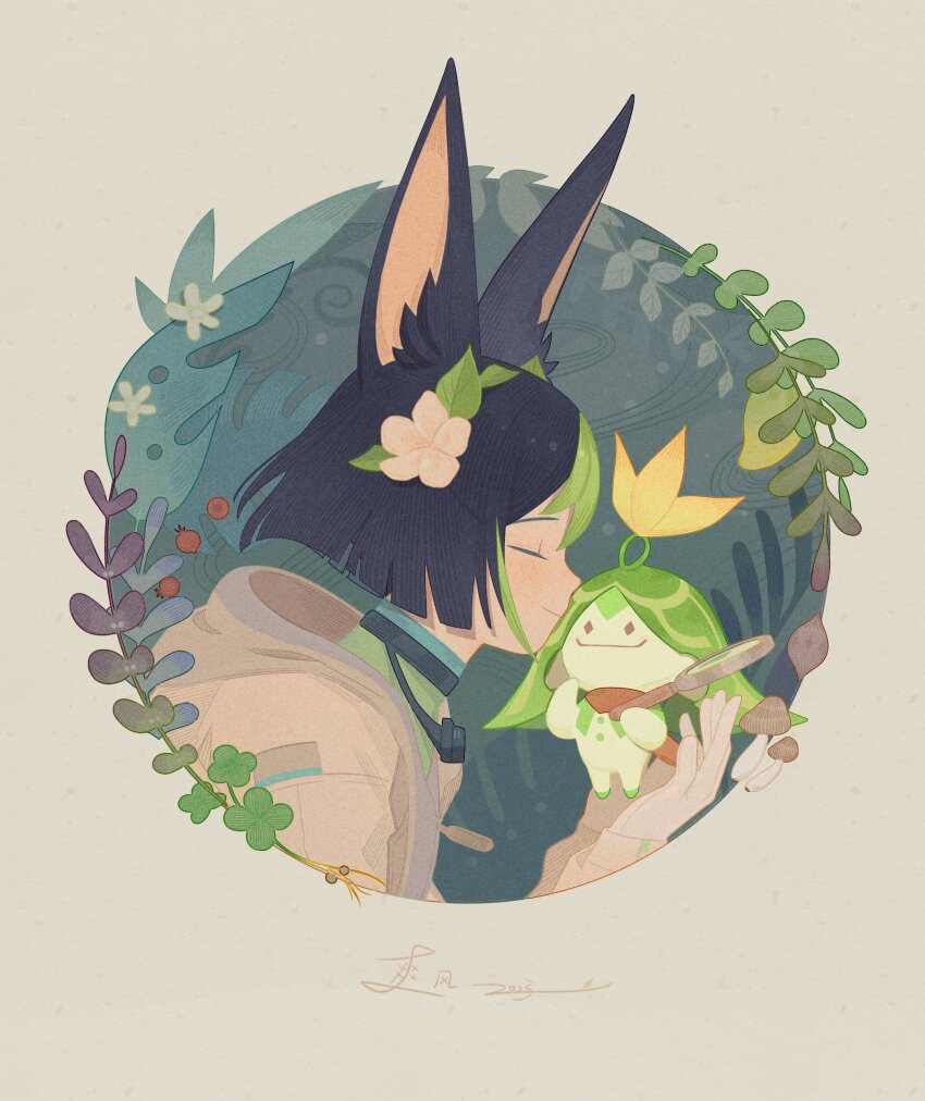 1boy, absurdres, animal_ear_fluff, animal_ears, aranara_(genshin_impact), blunt_ends, bob_cut, fox_boy