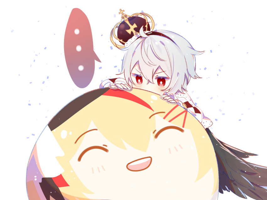 ..., 1boy, basu_(buskillua25), bird_wings, black_feathers, black_wings, blush, character_doll