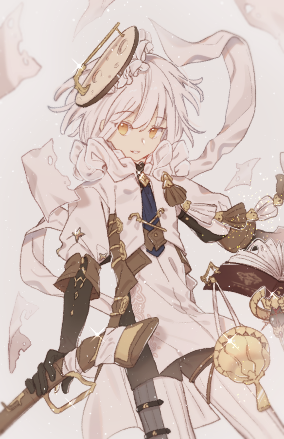 1boy, baguette_(food_fantasy), basu_(buskillua25), black_necktie, book, brown_shorts, character_request, coat