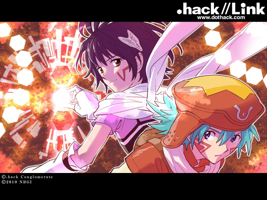 .hack//, .hack//games, .hack//link, .hack//xxxx, 2boys, antenna_hair, aqua_hair, bandai
