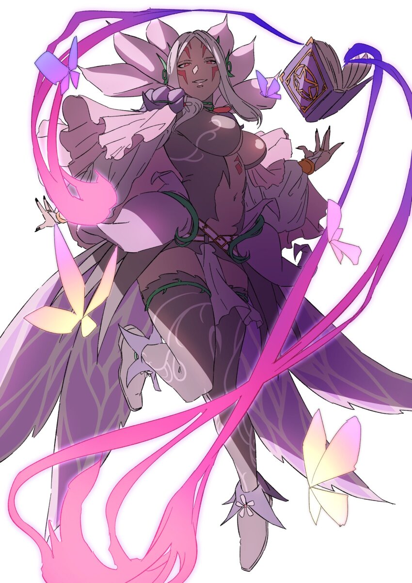 1girl, aduti_momoyama, aversa_(fire_emblem), aversa_(resplendent)_(fire_emblem), black_nails, black_thighhighs, body_markings, breasts