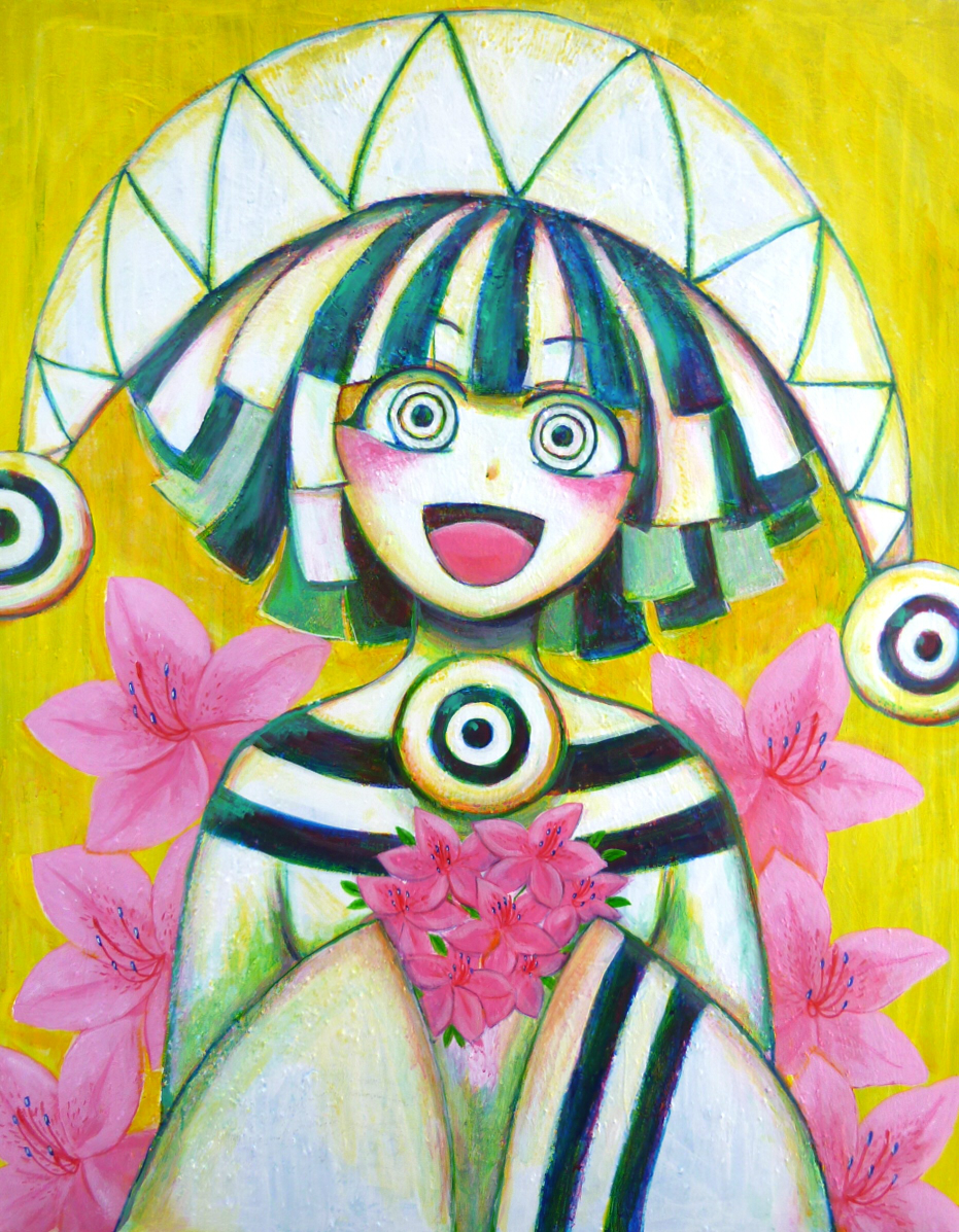 1girl, child, flower, head_tilt, holding, holding_flower, looking_at_viewer, lukyon