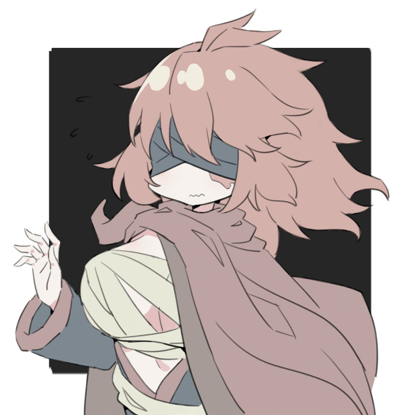 1girl, absurdres, alasharx, bandages, bandages_over_eyes, black_dress, blind, blindfold